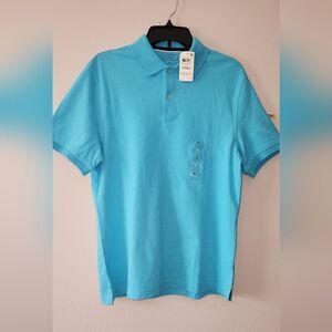 CLUB ROOM T-SHIRT SHORT SLEEVE BLUE WITH COLLAR SIZE S